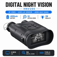 Jumelles de vision nocturne HNV200 pour l'extérieur, vidéo 2K, 30 millions de pixels, portée nocturne de 400 m, zoom optique 16x pour le camping en plein air
