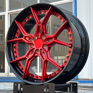 Cerchi Forgiati Bicolore Rosso Spazzolato e Nero Lucido di Alta Gamma 18 19 20 21 22 5*114.3 5*120 5*127 per Mustang Challenger Camaro - Product Image 1