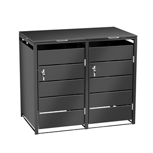 <span class=keywords><strong>Copertura</strong></span> per bidone della <span class=keywords><strong>spazzatura</strong></span> da esterno in metallo da 240L Germania, contenitore modulare espandibile per doppio bidone con ruote, <span class=keywords><strong>copertura</strong></span> per pattumiera da patio - Product Image 2