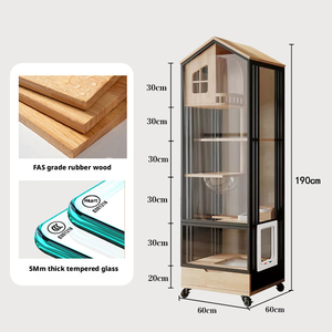 Maison pour chat en bois massif, écologique, simple, moderne, panoramique, de luxe, pour l'intérieur, avec bac à litière, toutes saisons, capacité de 74 kg - Product Image 5