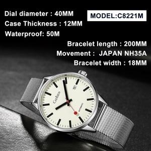 CADISEN <b>Automatic</b> Watch Men Luminous Stainless Steel Self-Wind Wristwatch NH35A Sapphire Waterproof Mesh Belt Mechanical Watch - Product Image 5