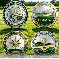 Pièce de monnaie en métal Augusta, souvenir commémoratif du Masters de golf, médaille ronde artisanale, ornement carte du parcours, pièce de monnaie souvenir à tenir en main