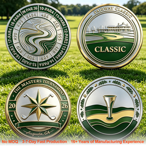 Pièce de monnaie en métal Augusta, souvenir commémoratif du <span class=keywords><strong>Masters</strong></span> de golf, médaille ronde artisanale, ornement carte du parcours, pièce de monnaie souvenir à tenir en main - Product Image 1