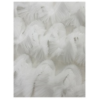 Tissu en tulle floral 3D blanc, épais, doux, ondulé, plissé, tissu en maille pour robe de mariée, tissu de créateur
