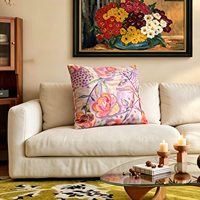 Housse de coussin à imprimé floral abstrait, housse de coussin en polyester doux pour le salon