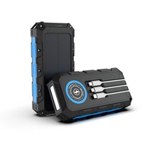 Banque d'alimentation portable 20000mAh PD15W à charge sans fil rapide, solaire, haute capacité, avec 3 câbles intégrés, batterie Li-polymère