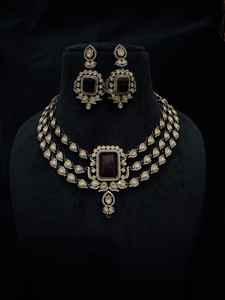 Ensemble polki kundan de qualité supérieure chaîne de corde perle pierre principale alliage matériel élégant Design traditionnel mariées mariages - Product Image 4