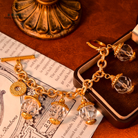 Bracelet à breloques en cristal doré, perles transparentes, pendentif, chaîne, bijoux tendance, cadeau pour femme