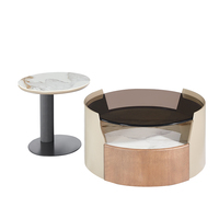 Meubles de salon modernes, table basse ronde en pierre frittée de luxe, design personnalisé, polie