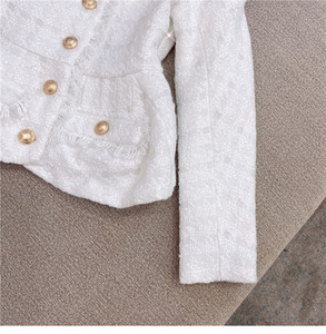 Fashion White Bright Silk <strong>Tweed</strong> <strong>Jacket</strong> <strong>Jacket</strong> Shorts <strong>Ladies</strong> Set Two Sets Women blazer <strong>Jacket</strong> - Product Image 2