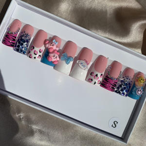 Usine en gros mode acrylique presse sur les ongles à la main mignon presse sur les ongles <span class=keywords><strong>manucure</strong></span> française sur 10 pièces avec des emballages personnalisés - Product Image 6