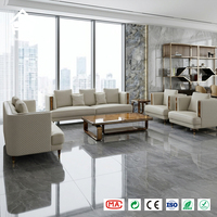 Set Sofa Kulit Asli Kayu Solid Mewah dengan Jahitan Berlian untuk Kustomisasi Furnitur Ruang Tamu Villa Hotel Satu Atap
