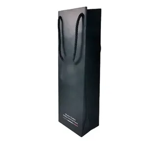 制造商供应商定制彩色CMYK购物者超大酒瓶黑色纸袋礼品购物手提袋包装