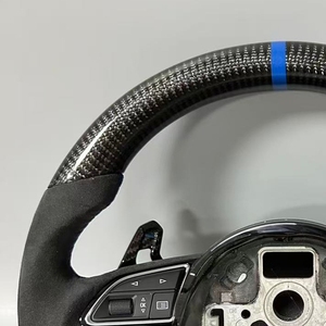 Volant de voiture en carbone avec sélection de lecteur 2 boutons pour <span class=keywords><strong>Audi</strong></span> A3 A4 A5 A6 A7 A8 S8 Q3 Q5 Q7 S3 S4 S5 S6 S7 <span class=keywords><strong>TT</strong></span> R8 RS3 RS4 - Product Image 4