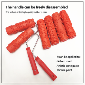 Nhà Máy Cung Cấp 7-Inch Stick-Loại Cứng Cao Su Mô Hình Con Lăn Vách Thạch Cao Bùn Tường Kết Cấu Stencil Sơn Con Lăn Bàn Chải - Product Image 6