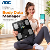 Balance connectée AOC pour la composition corporelle, Bluetooth, IMC, 180 kg, 20 paramètres de mesure, analyseur de composition corporelle avec application, OEM ODM