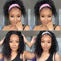 Perruque Bob Courte Ondulée 200% Cheveux Humains Transparente Pas Chère en Liquidation avec Bandeau pour Femmes 10-16 Pouces Brésilien Remy