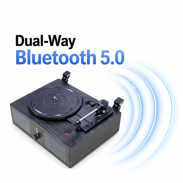 Professional 3-Speed Turntable with RCA Out Headphone Jack USB Input Stable BT 5.3 Black **Vinyl Record Player**