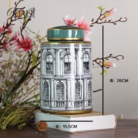 J315 vase de luxe en porcelaine pour décoration intérieure vert antique ensembles de pots de stockage pot décoratif rond de jardin