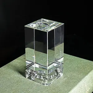 LED 조명 빈 크리스탈 유리 큐브 유리 문진 3d 크리스탈 블록 큐브