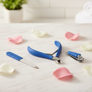 Kit de Cortaúñas <span class=keywords><strong>Bebeauty</strong></span> BBMK-5423 con Empuñadura de Goma Azul, Acero Inoxidable Grueso, para Uñas Encarnadas, Lima para Cutículas y Pulido - Product Image 1