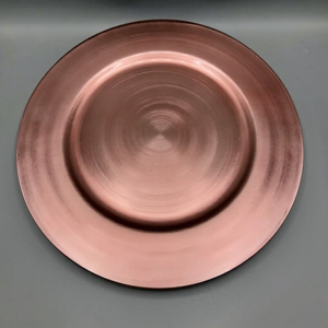 <b>Brushed</b> Copper Metallic Charger <b>Plate</b> Satin Finish Rose Gold Base Service <b>Plate</b> Circular <b>Brushed</b> Copper Dinnerware Underplate - Product Image 1