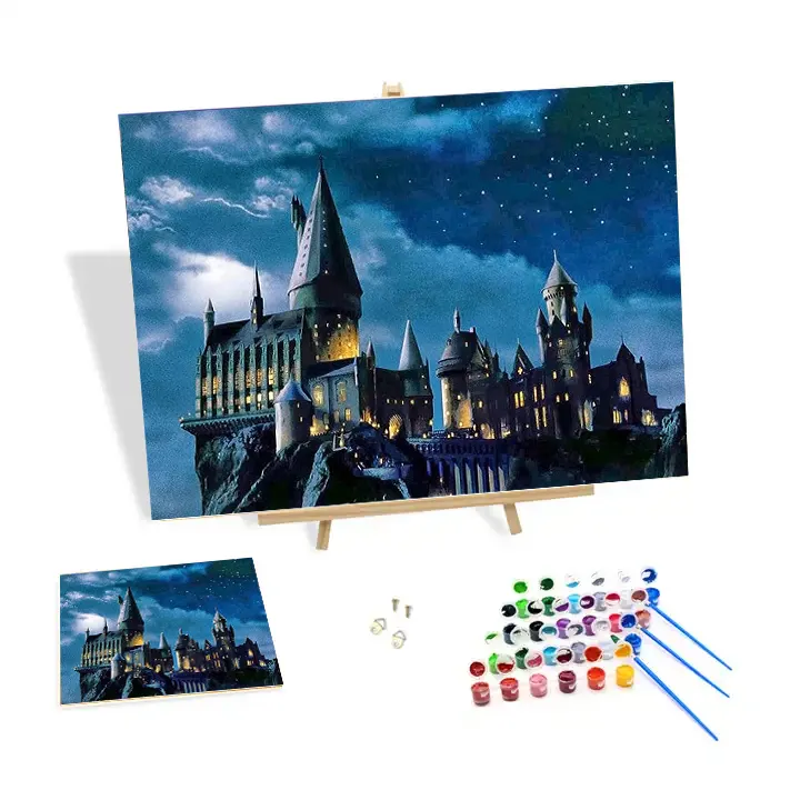 Factory Wholesale Painting By Numbers For Adults Castle Under The Night Photo Custom Art Decorative Painting On Canvas