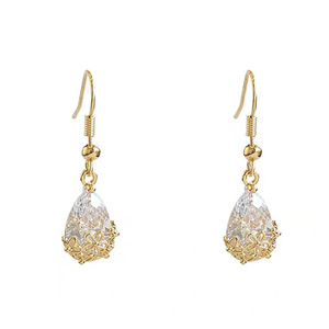 Brincos Em Forma De <strong>Gota</strong> Water Drop Shape Crystal Earrings Long Pendant Hook Earrings for Women - Product Image 1