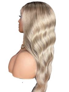 Perruques de naissance des cheveux pré-collées sans colle Design de luxe 100% perruques de cheveux humains brésiliens Double noyade partie centrale de vague de corps - Product Image 2