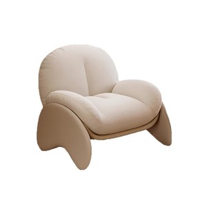 Fauteuil paresseux en velours rouge rouille en forme de courge, coussin rembourré en peluche, base en bois sculpturale, salon moderne, hôtel minimaliste - Product Image 5