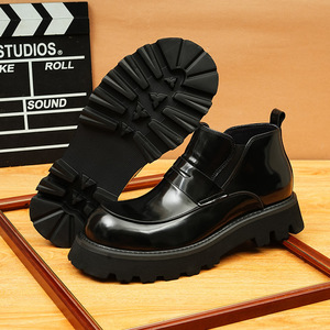 Bottes courtes en cuir pour homme, style rétro britannique, rehaussantes, nouvelle collection 2026, haut de gamme, pour l'hiver - Product Image 4
