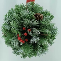 Ornement de Noël suspendu en feuilles de cèdre et de cyprès 2022, boule en aiguilles de pin