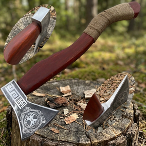 Hacha Tomahawk Forjada a Mano con Mango de Madera y Hoja de Acero, Herramienta de Supervivencia para Uso en Exteriores - Product Image 3