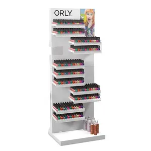 Customized retail store free standing metal floor nail polish display rack