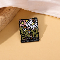 Pin Esmaltado Retro con Diseño de Flor de Margarita, Broche Motivacional con la Frase 'Just Keep Growing'