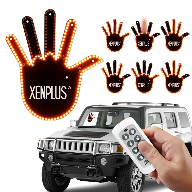 2023 XENPLUS Aksesori dekorasi mobil tujuh 7 mode lampu jari tengah untuk jendela mobil LED Gesture LED