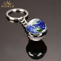 Porte-clés sphérique Planète Galaxie Univers Noble, dôme en cristal double face, thème astronomique, en métal, cadeau
