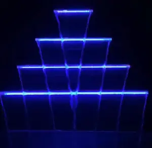 Fonte de acrílica de cascata de gancho, fabricante de gancho, oem, ac12v, 4w, rgb, com luz led, logotipo personalizado, alberca, piscina, cachoeira