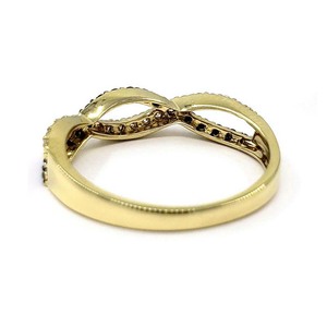 18k Solid Yellow Gold Natural Black Diamond Classic Eternity Twist Pave Setting Wedding Half Way Band Ring for Women Party - Product Image 3