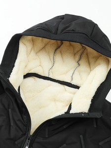 Dropshipping Veste à capuche chaude doublée de polaire pour homme-Manteau d'hiver tendance avec poches zippées, design matelassé bleu foncé - Product Image 6