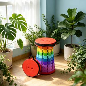 Tabouret Télescopique Arc-en-ciel en PP Rouge, Pliable et Portable pour Extérieur, Chaise <span class=keywords><strong>de</strong></span> Plage, Couleur Personnalisée, Vente en Gros ODM/OEM - Product Image 3