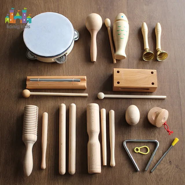 كونيغ الاطفال آلات موسيقية 23 قطعة طفل الطبيعي خشبية قرع أطقم لعب الموسيقية لعب الاطفال اللعب