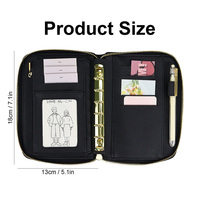 Portefeuille-classeur A7 personnalisé, léger, en PU, avec fermeture éclair, pour feuilles mobiles, organiseur de budget, porte-cartes de crédit, compatible passeport