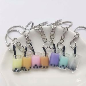 Porte-clés créatif en forme de tasse de thé au lait perlé, pendentif mignon en résine, décoration suspendue pour boissons, cadeau pour filles et adolescentes - Product Image 4