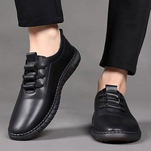 Zapatos Casuales de Hombre Blancos, Sin Cordones, de Piel Vacuna Genuina, Punta Redonda, Suela de Goma Antideslizante, Cómodos para Primavera y Otoño - Product Image 3