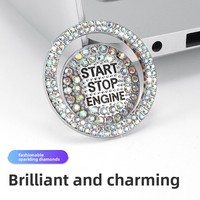Cincin Pelindung Tombol Start Stop Mesin Mobil Berbahan Aluminium Alloy Mewah, Bertabur Rhinestone, Berkilau Seperti Berlian, untuk Dekorasi Saklar Pengapian