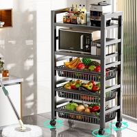 Nouvelle étagère à roulettes en métal pour légumes et fruits, multifonctionnelle, mobile, pour four à micro-ondes de cuisine