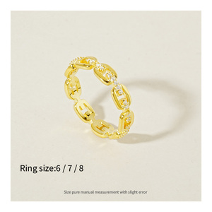 Popular Fashion 925 Sterling <strong>Silver</strong> <strong>Eternity</strong> <strong>Rings</strong> Gold Plated Zircon Inlaid Cross Chain Shape Stackable <strong>Rings</strong> Unisex - Product Image 3