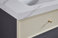 Ensemble de meubles de salle de bain avec lavabo en MDF laqué et panneaux en mélamine, design moderne, avec miroir LED pour usage hôtelier