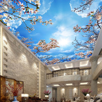 Personnalisé Grand Plafond Mural 3D Stéréo Ciel Bleu Nuages Blancs Colombe Nature Paysage Photo Plafonds Tendus pour Villa
